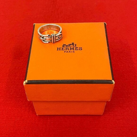 Hermes Suntulle Belt Motif Silver 925 Ring No 10 Accessory Silver 90503